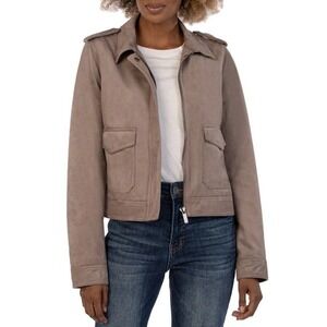 NEW KUT from the Kloth Alena Faux Suede Jacket Military Style Brown Size XS NWOT